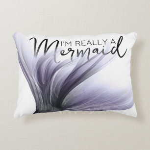 #MermaidLife Im Really a Mermaid Purple Quote Decorative Cushion