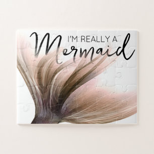 #MermaidLife Im Really a Mermaid   Rose Gold Tail Jigsaw Puzzle