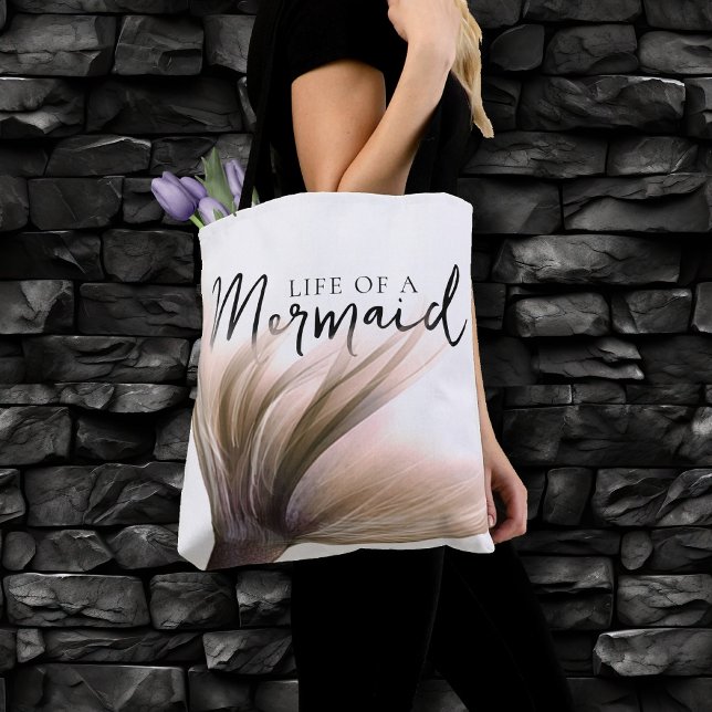 #MermaidLife Life of a Mermaid | Tail Quote Tote Bag (Creator Uploaded)