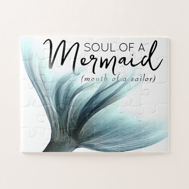 #MermaidLife Sailor Mouth Mermaid Soul | Aqua Teal Jigsaw Puzzle (Horizontal)