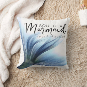 #MermaidLife Sailor Mouth Mermaid Soul   Blue Tail Cushion