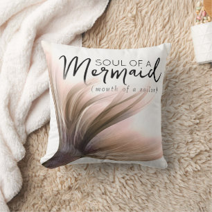 #MermaidLife Sailor Mouth Mermaid Soul   Pink Cushion
