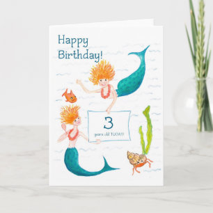 Mermaids 3rd Birthday Card