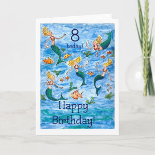 Mermaids 8th Birthday Card