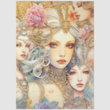Mermaids Abstract Art Collage Decoupage