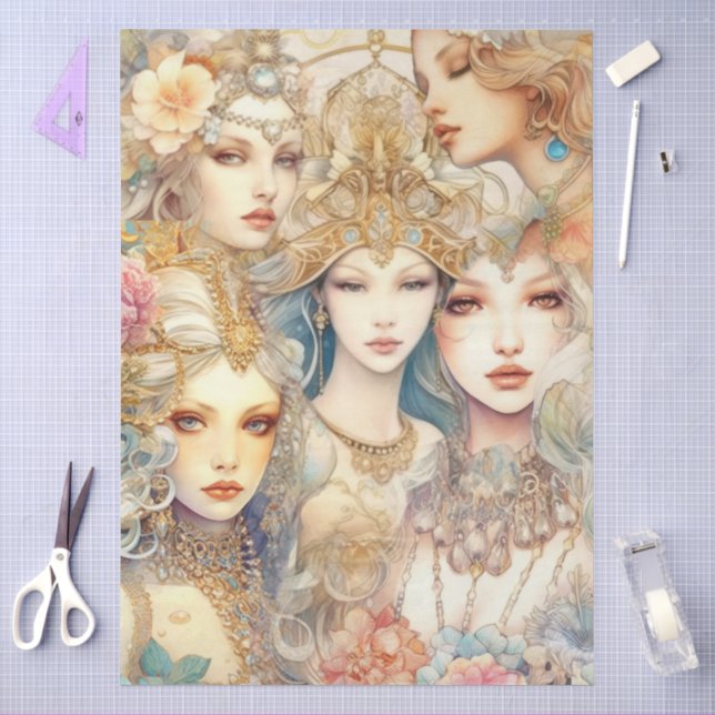 Mermaids Abstract Art Collage Decoupage Tissue Paper (Craft)