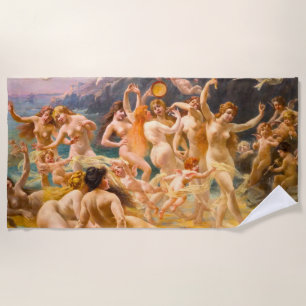 Mermaids and Angels Dancing Beach Towel