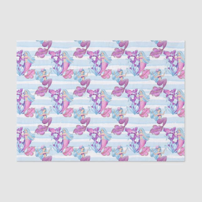 Mermaids and coral pattern party tissue paper (Front)