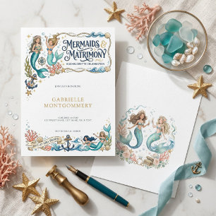 Mermaids and Matrimony Beachl Bachelorette Party Invitation