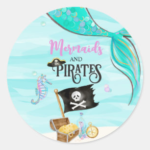 Mermaids and Pirates Birthday Classic Round Sticker
