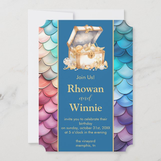 Mermaids and Pirates Birthday Invitation (Front)