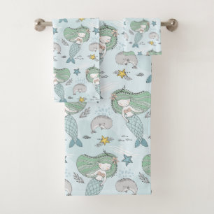 Mermaids and Whales Bath Towel Set
