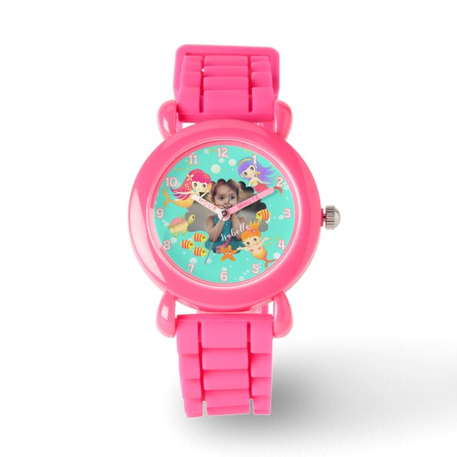 Mermaids Aqua Photo Watch (Front)