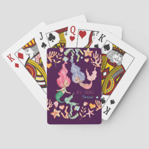 Mermaids Best Friends Forever BFF Personalised Playing Cards