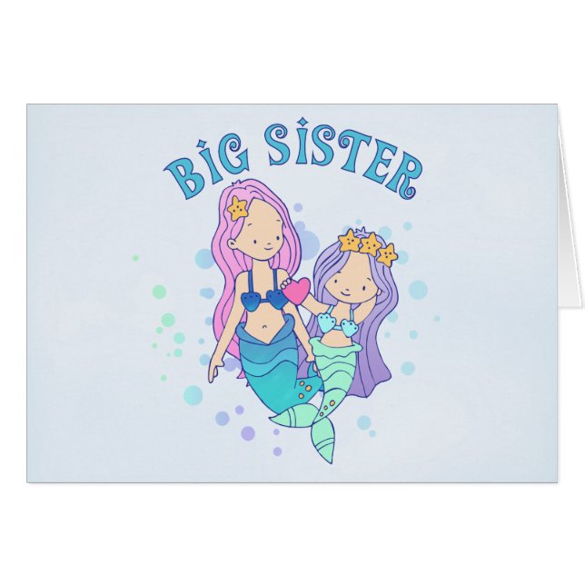 Mermaids Big Sister Blank Card (Front Horizontal)
