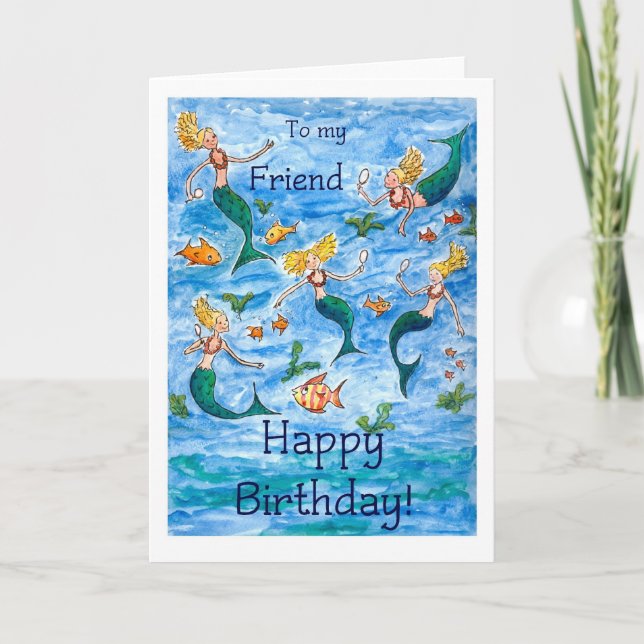 Mermaids Birthday Card for a Friend (Front)
