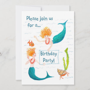 Mermaids Birthday Party Invitation