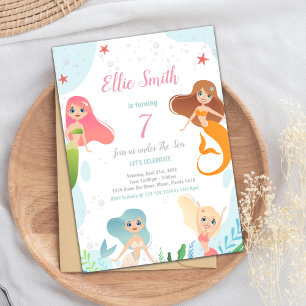 Mermaids Birthday Under the sea Invitations
