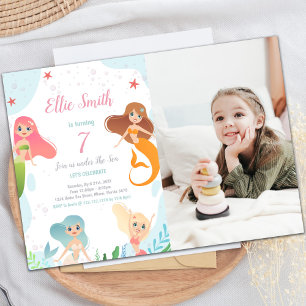 Mermaids Birthday Under the sea Invitations Photo