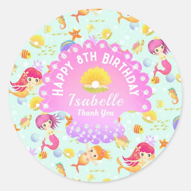 Mermaids Blue  Classic Round Sticker (Front)