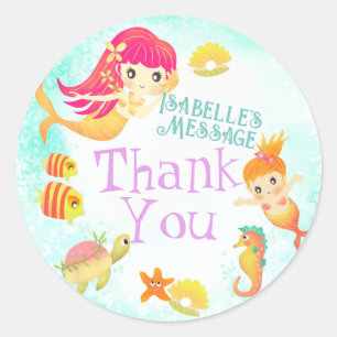 Mermaids Blue Classic Round Sticker