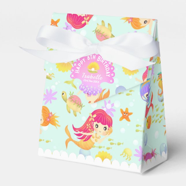 Mermaids Blue  Favour Box (Front Side)