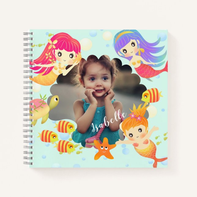 Mermaids Blue Photo Notebook (Front)