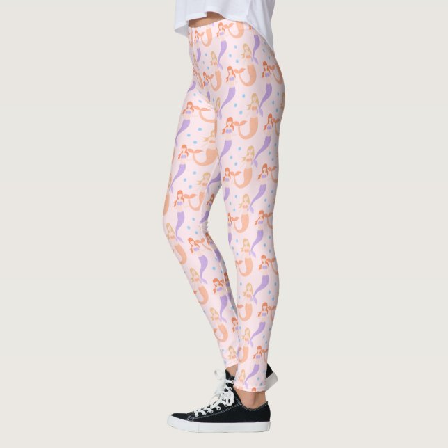 Mermaids | Cute Pastel Bubbles Pattern Leggings (Left)