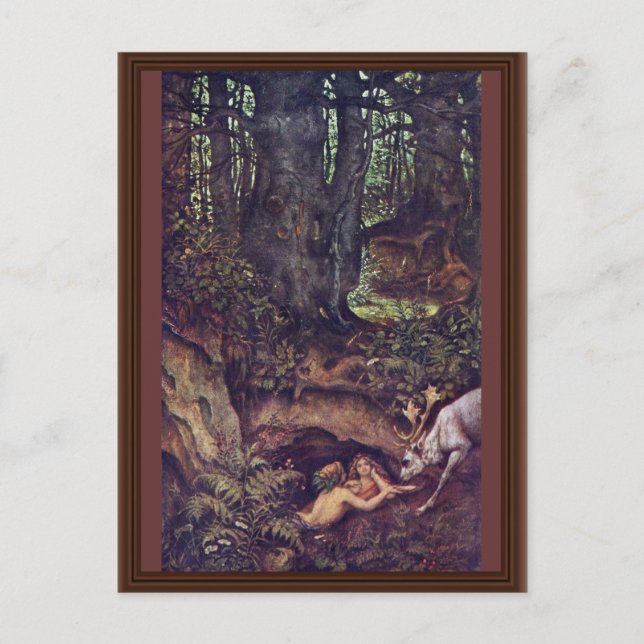 Mermaids Deer Mortifying By Schwind Moritz Von Postcard (Front)