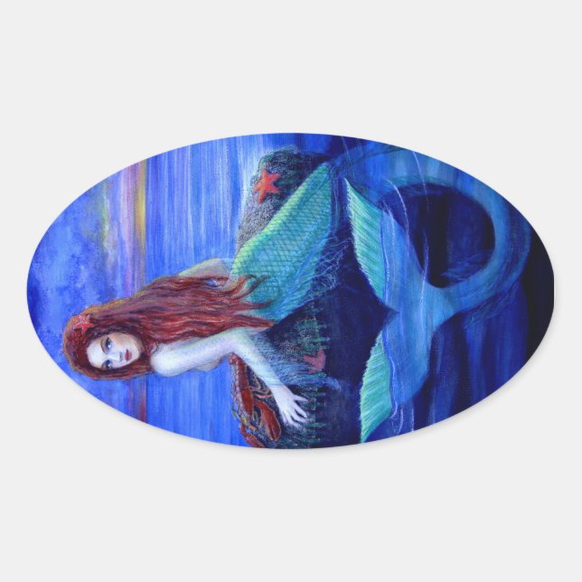 Mermaid's Dinner Oval Sticker (Front)