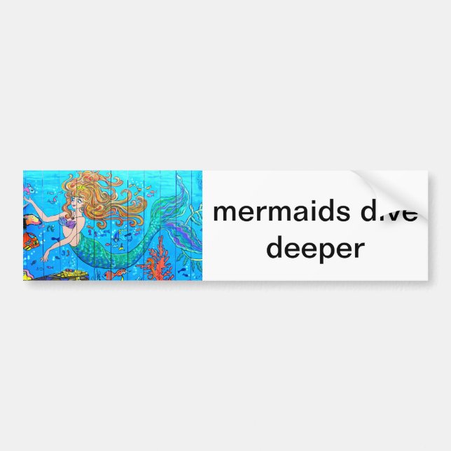 mermaids dive deeper sticker (Front)