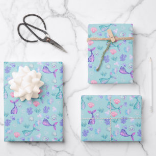 Mermaids Dream on Pale Turquoise Wrapping Paper Sheet