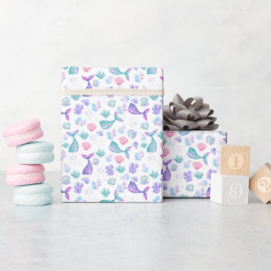 Mermaids Dream on White Wrapping Paper