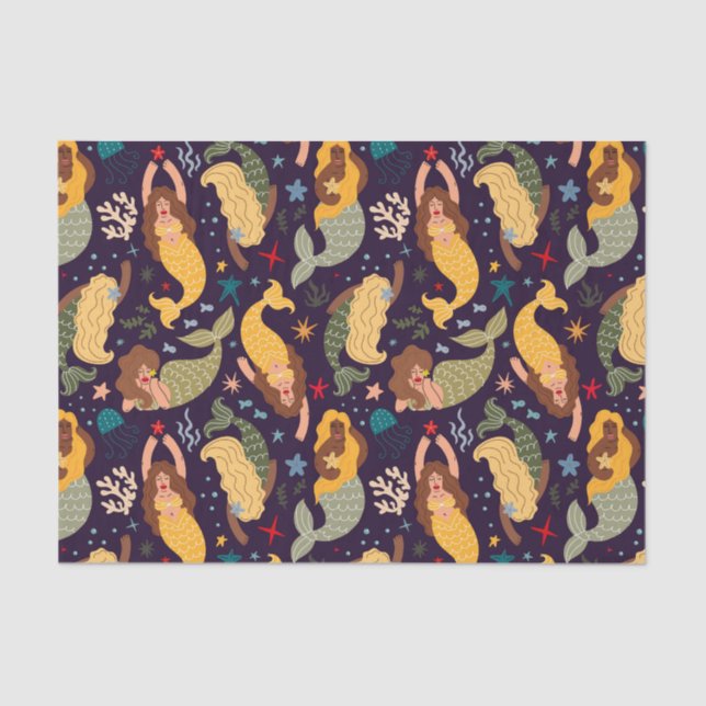 Mermaids, Fish and Coral Fantasy Fairy Tale   Tissue Paper (Front)