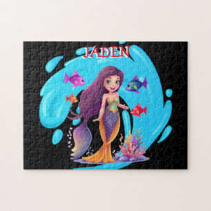 Mermaids, Fish splashing in the water personalised Jigsaw Puzzle