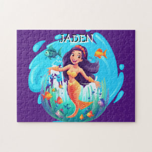 Mermaids, Fish splashing in the water personalised Jigsaw Puzzle