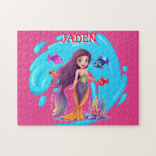Mermaids, Fish splashing in the water personalised Jigsaw Puzzle
