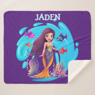 Mermaids, Fish splashing in the water personalised Sherpa Blanket