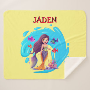 Mermaids, Fish splashing in the water personalised Sherpa Blanket