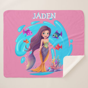 Mermaids, Fish splashing in the water personalised Sherpa Blanket