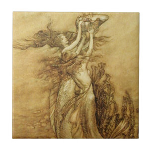 Mermaids Fishing For Pearls Tile