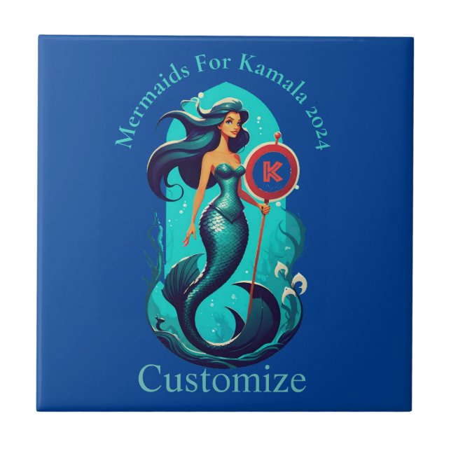 Mermaids For Kamala 2024 Thunder_Cove Ceramic Tile (Front)