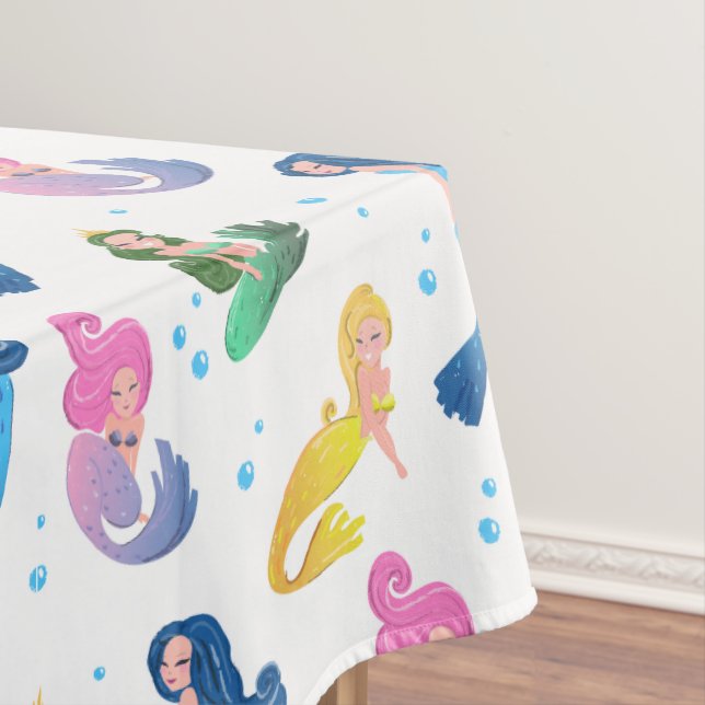Mermaids From the Sea Perfect Girly Party Tablecloth (In Situ)