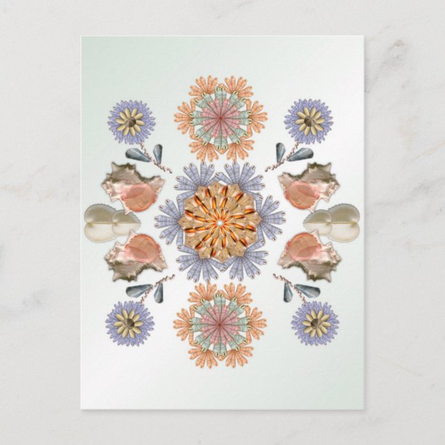 Mermaid's Garden Unique Shell Art Design Postcard (Front)