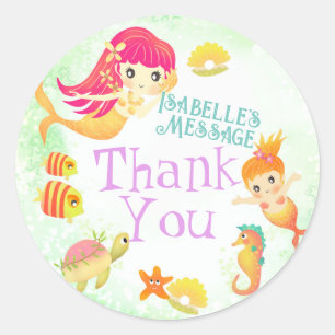 Mermaids Green Classic Round Sticker