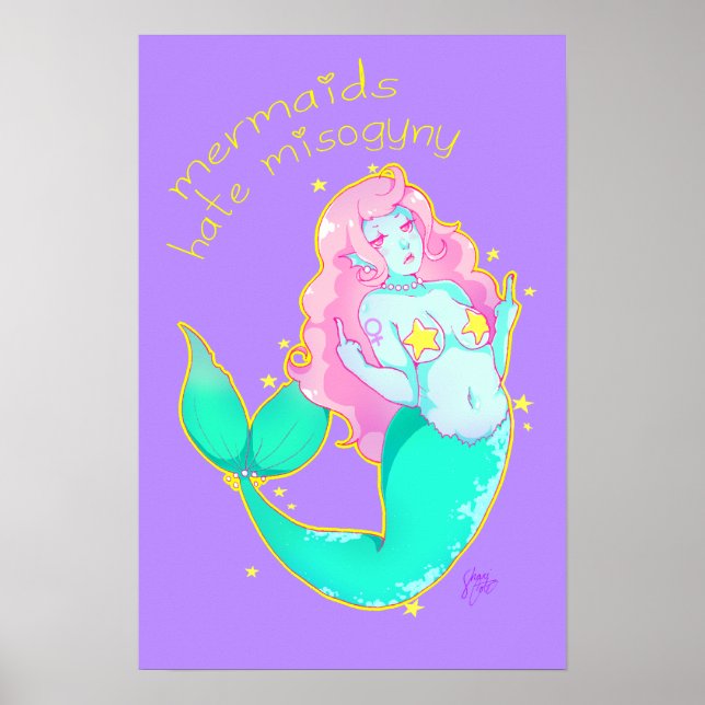 Mermaids Hate Misogyny  14" x 11" Poster (Front)