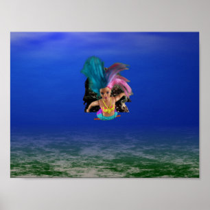 Mermaids helping the lobsters. poster