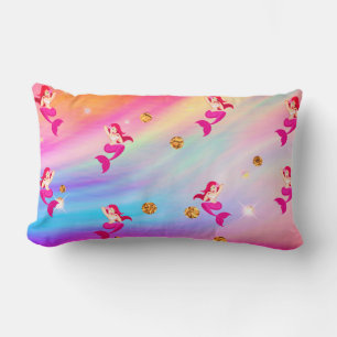 Mermaids in Rainbow Clouds Lumbar Pillow