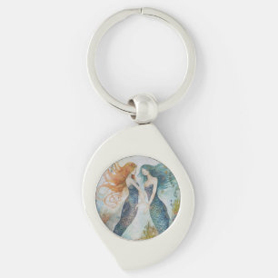 Mermaids in Watercolor Key Ring