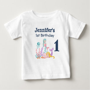 Mermaids & Jellyfish 1st Birthday Baby T-Shirt
